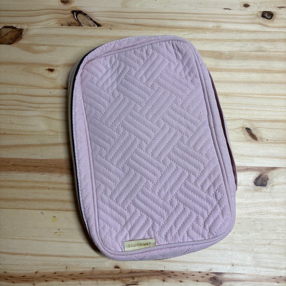 Bagsmart Womens Jewelry Case Organizer Travel Pink Blush Quilted Zip Around